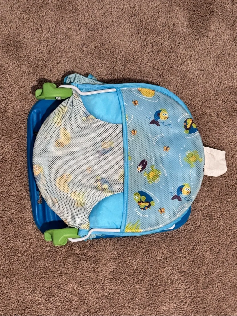 Folding Blue Baby Bath Seat with Duck Print